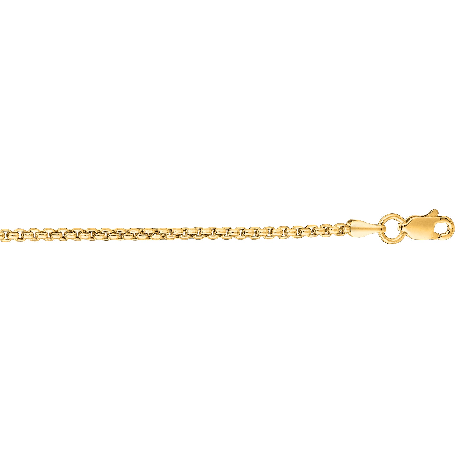 14K Yellow Gold 1.6mm 24" Solid Round Box Chain with Lobster Clasp