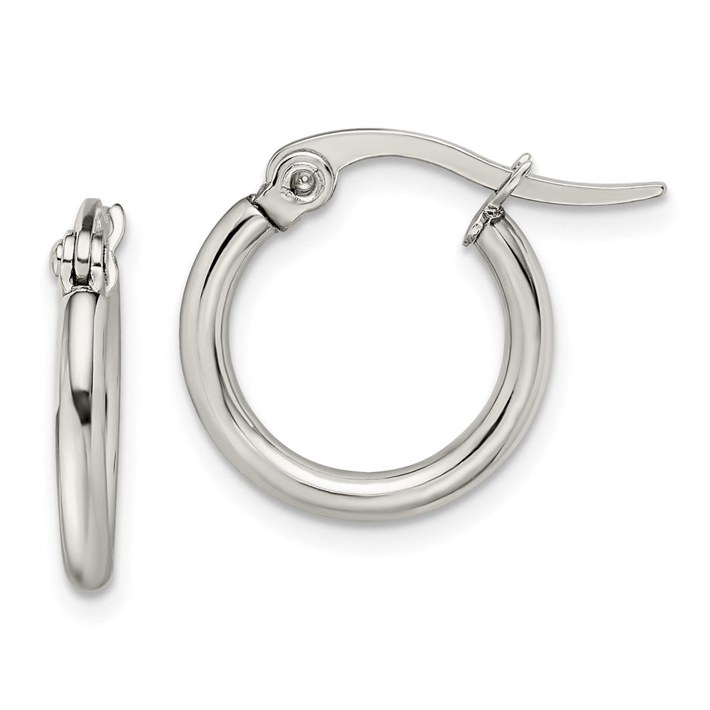 Chisel Stainless Steel Polished 15.5mm Diameter 2mm Hoop Earrings