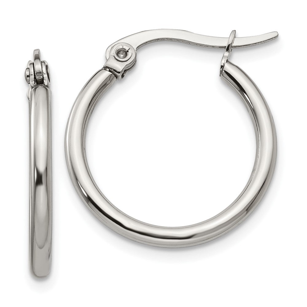 Chisel Stainless Steel Polished 19.5mm Diameter 2mm Hoop Earrings