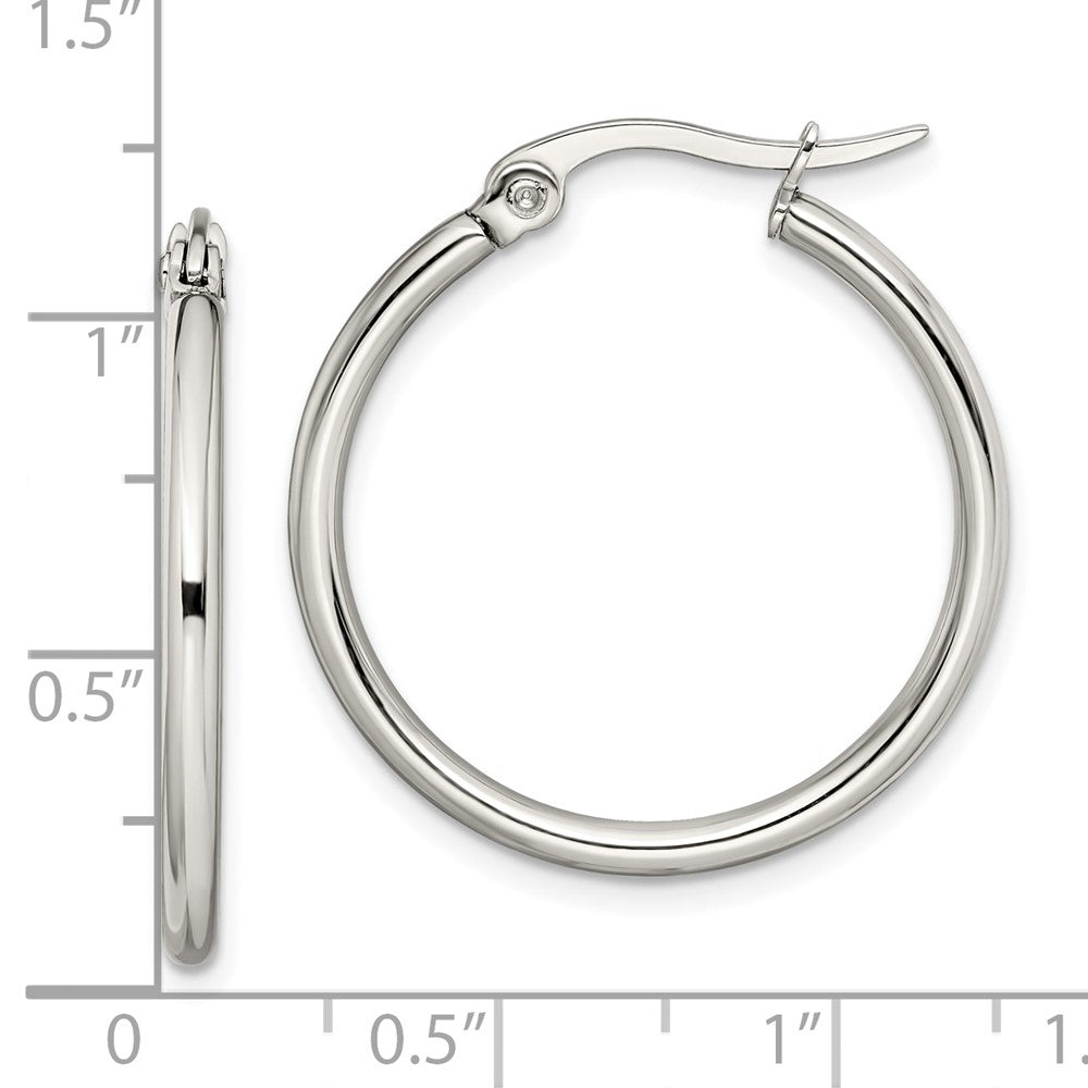Chisel Stainless Steel Polished 27mm Diameter 2mm Hoop Earrings