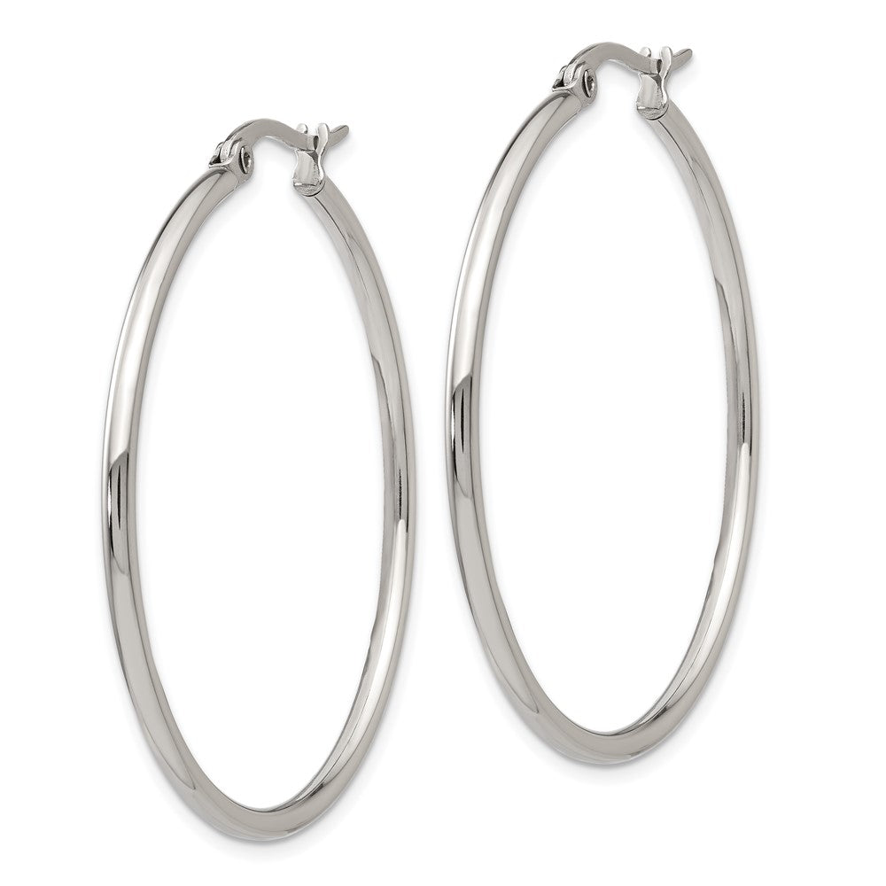 Chisel Stainless Steel Polished 40.5mm Diameter 2mm Hoop Earrings