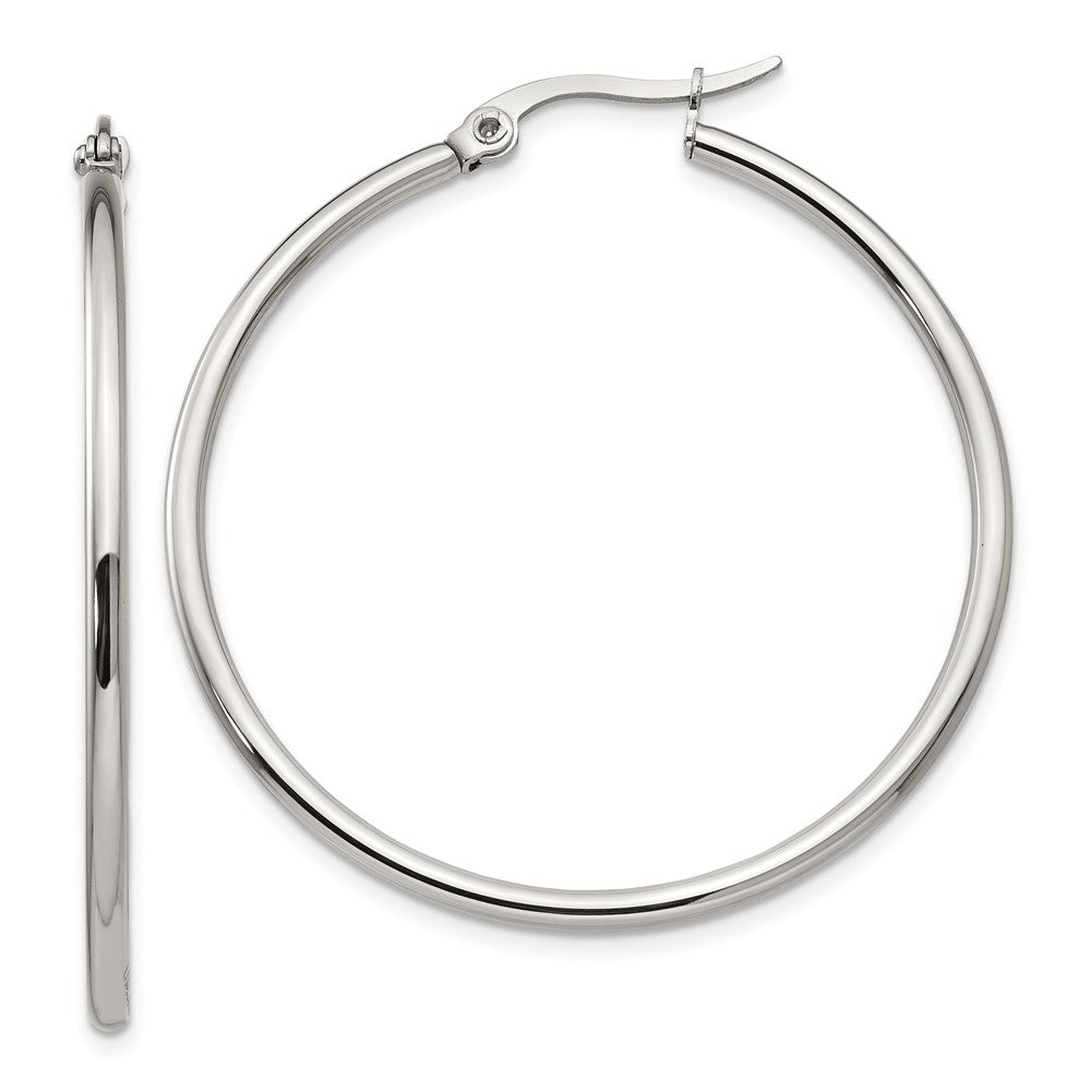 Chisel Stainless Steel Polished 40.5mm Diameter 2mm Hoop Earrings
