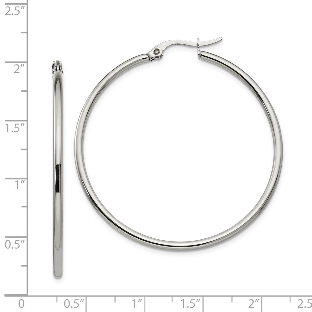 Chisel Stainless Steel Polished 37mm Diameter 2mm Hoop Earrings