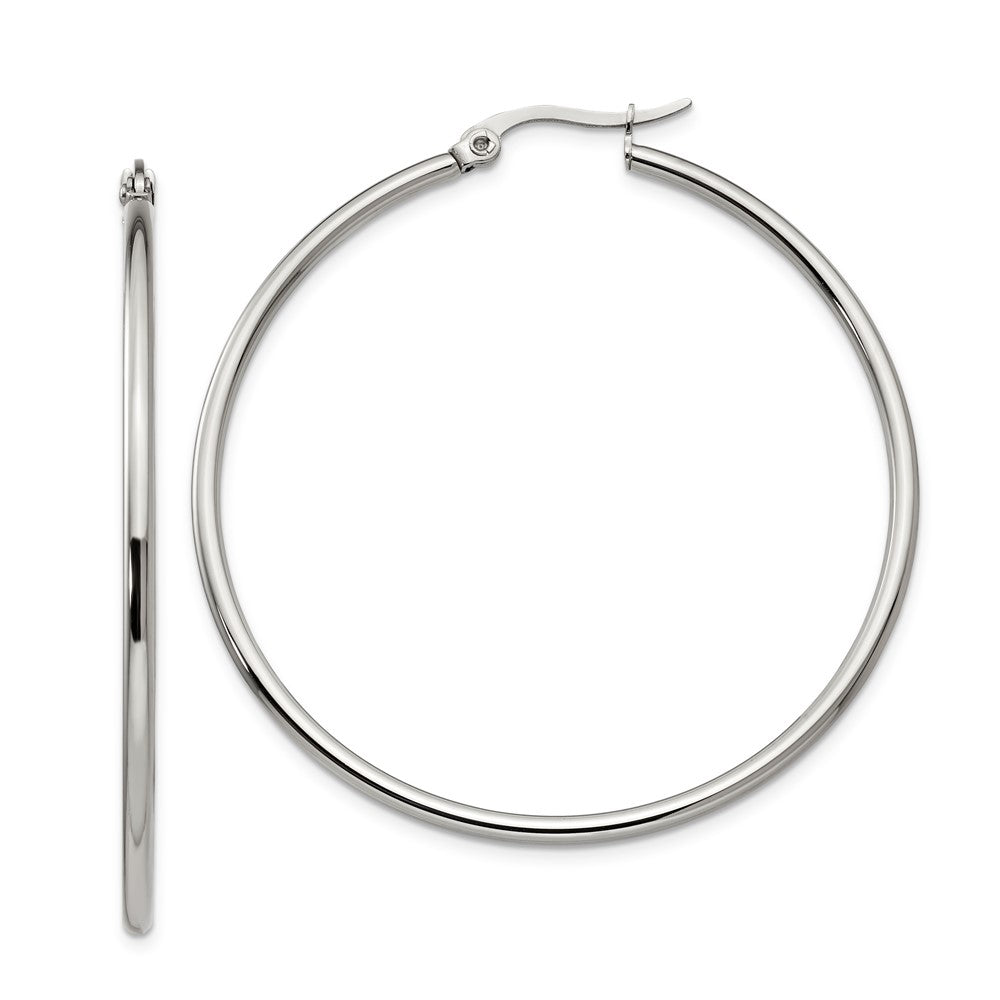 Chisel Stainless Steel Polished 48mm Diameter 2mm Hoop Earrings