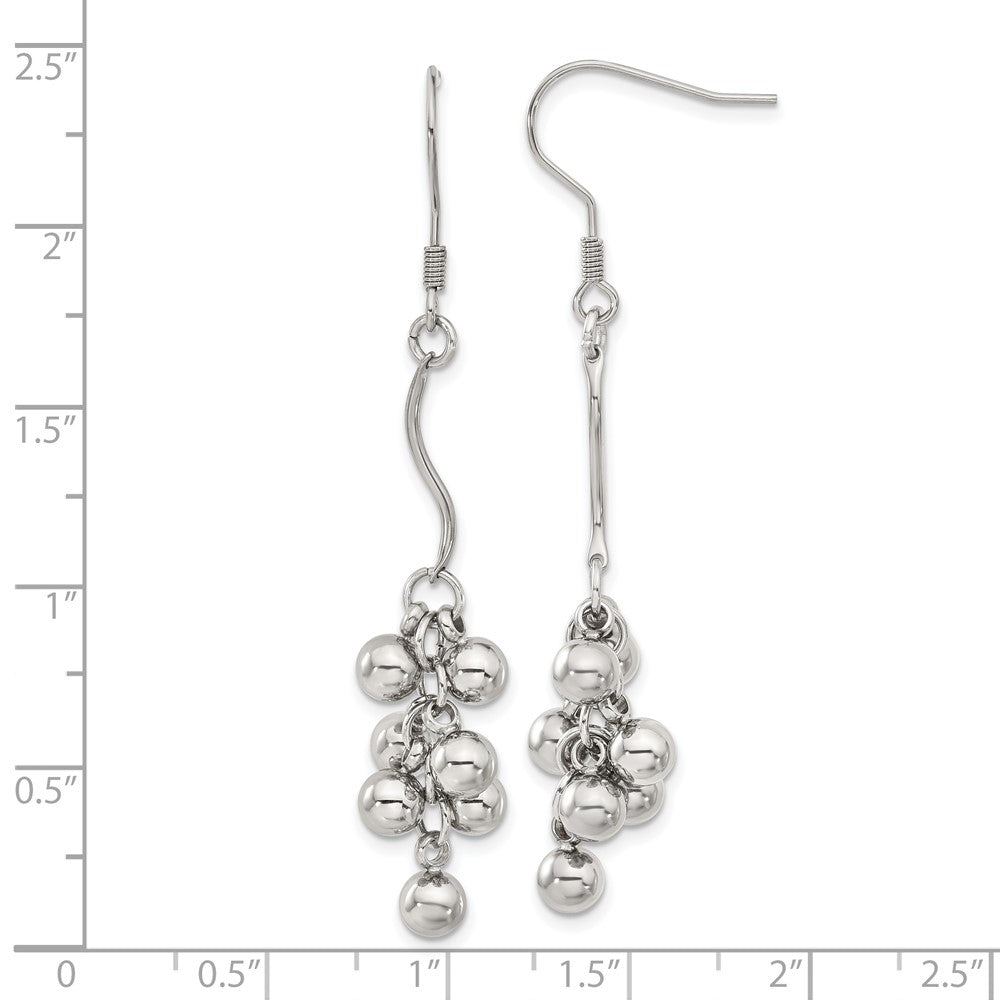 Stainless Steel Polished Beads Dangle Earrings