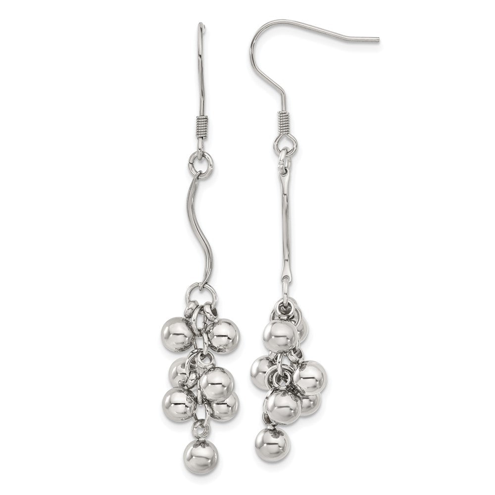 Stainless Steel Polished Beads Dangle Earrings