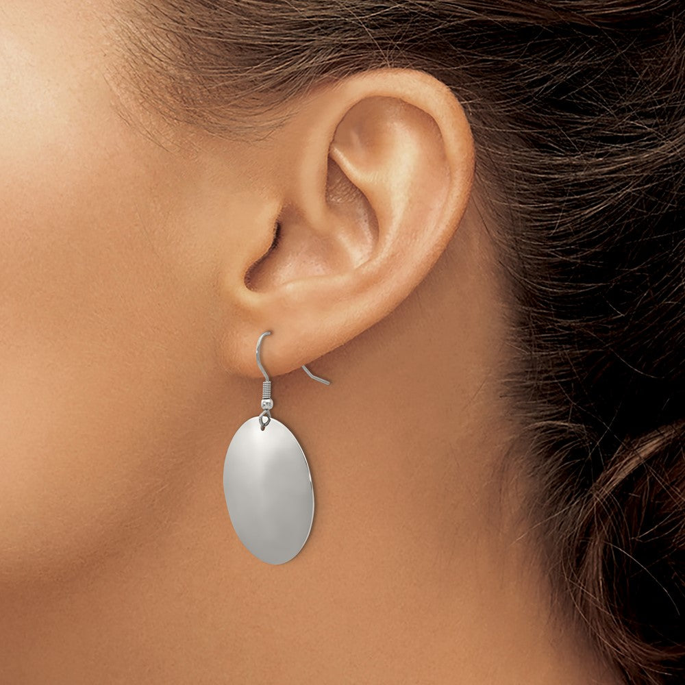 Chisel Stainless Steel Polished Disc Dangle Shepherd Hook Earrings