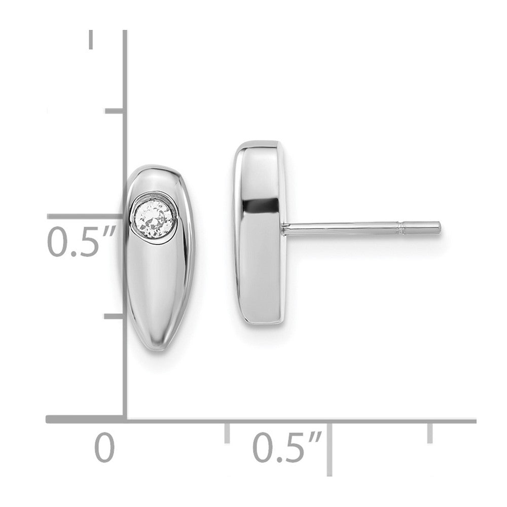 Stainless Steel Polished w/ CZ Post Earrings