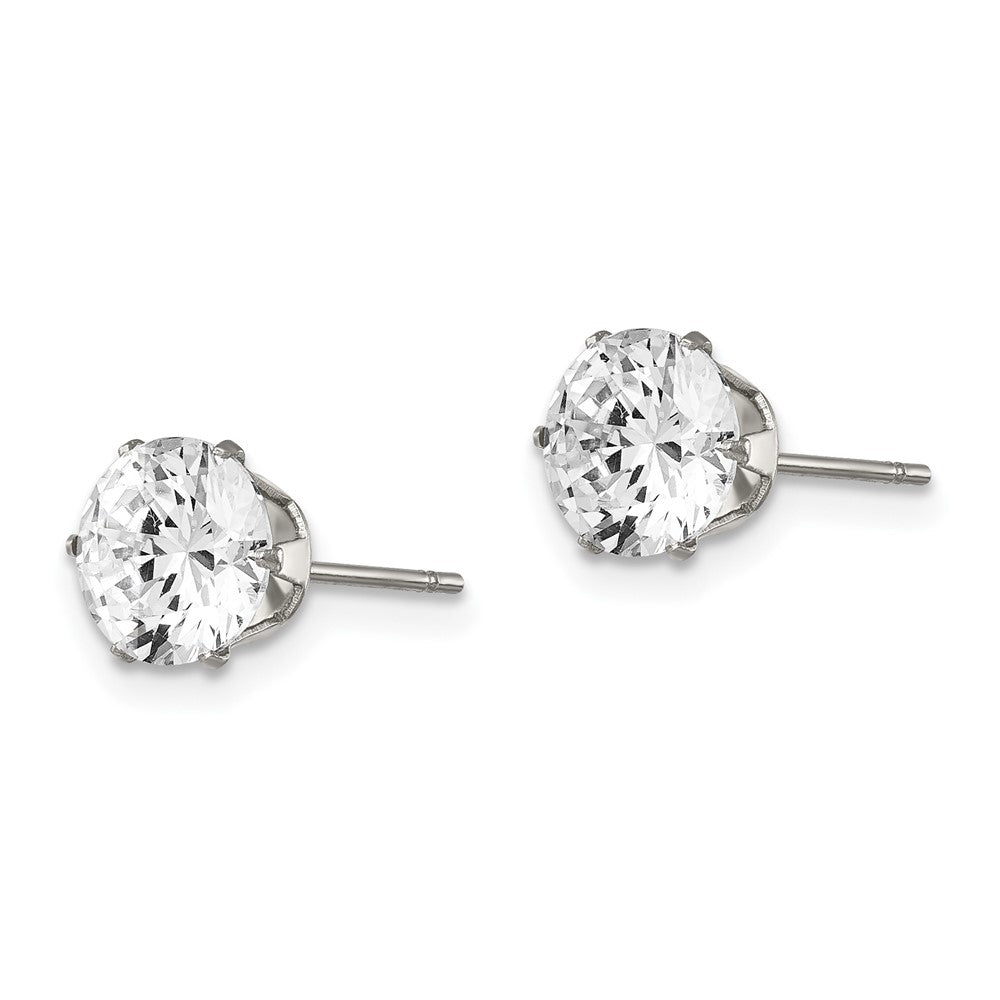 Chisel Stainless Steel Polished 7mm Round CZ Stud Post Earrings