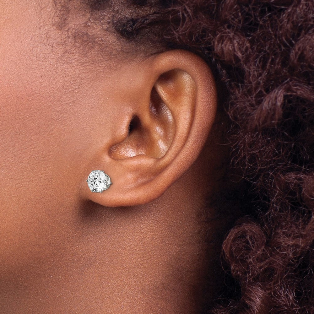 Chisel Stainless Steel Polished 7mm Round CZ Stud Post Earrings