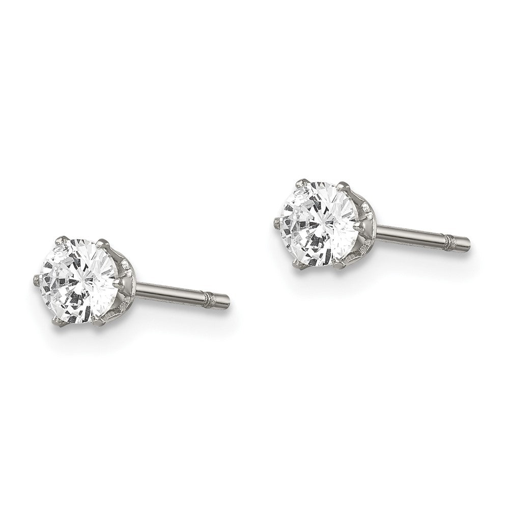 Chisel Stainless Steel Polished 4mm Round CZ Stud Post Earrings