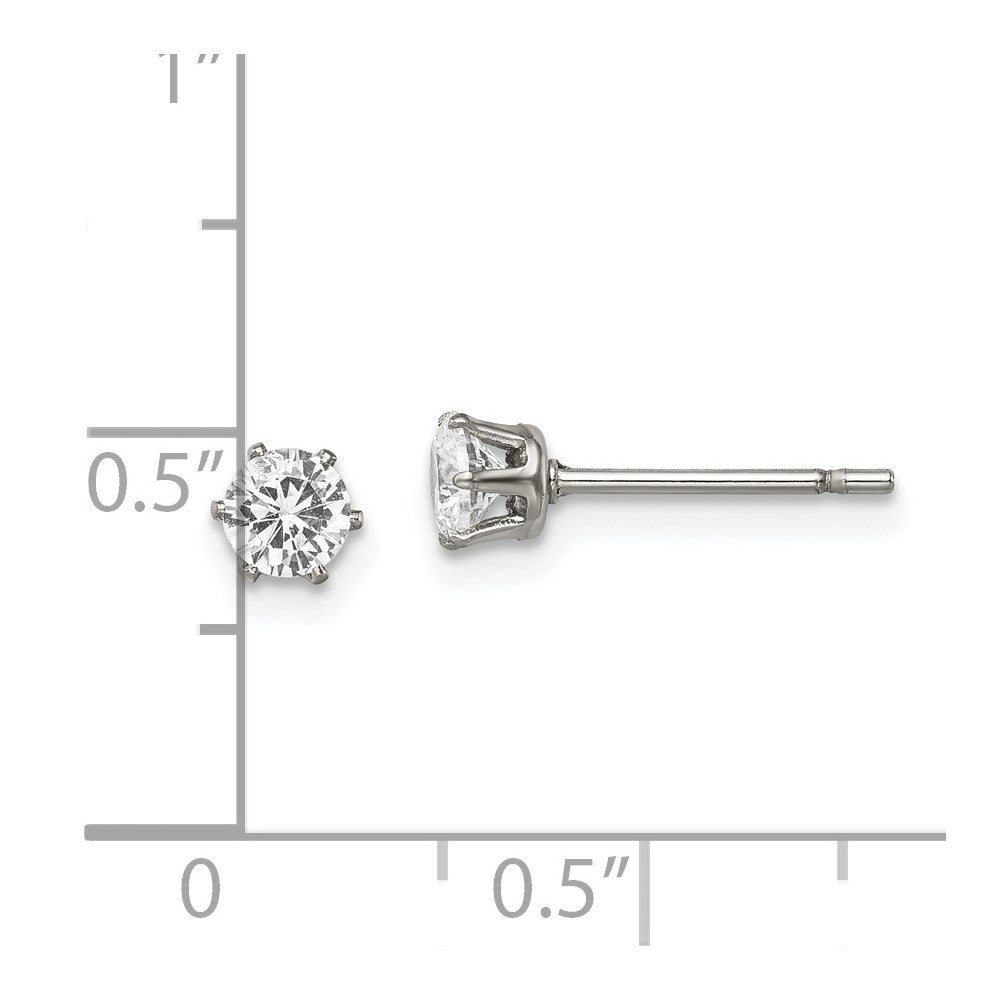 Chisel Stainless Steel Polished 4mm Round CZ Stud Post Earrings