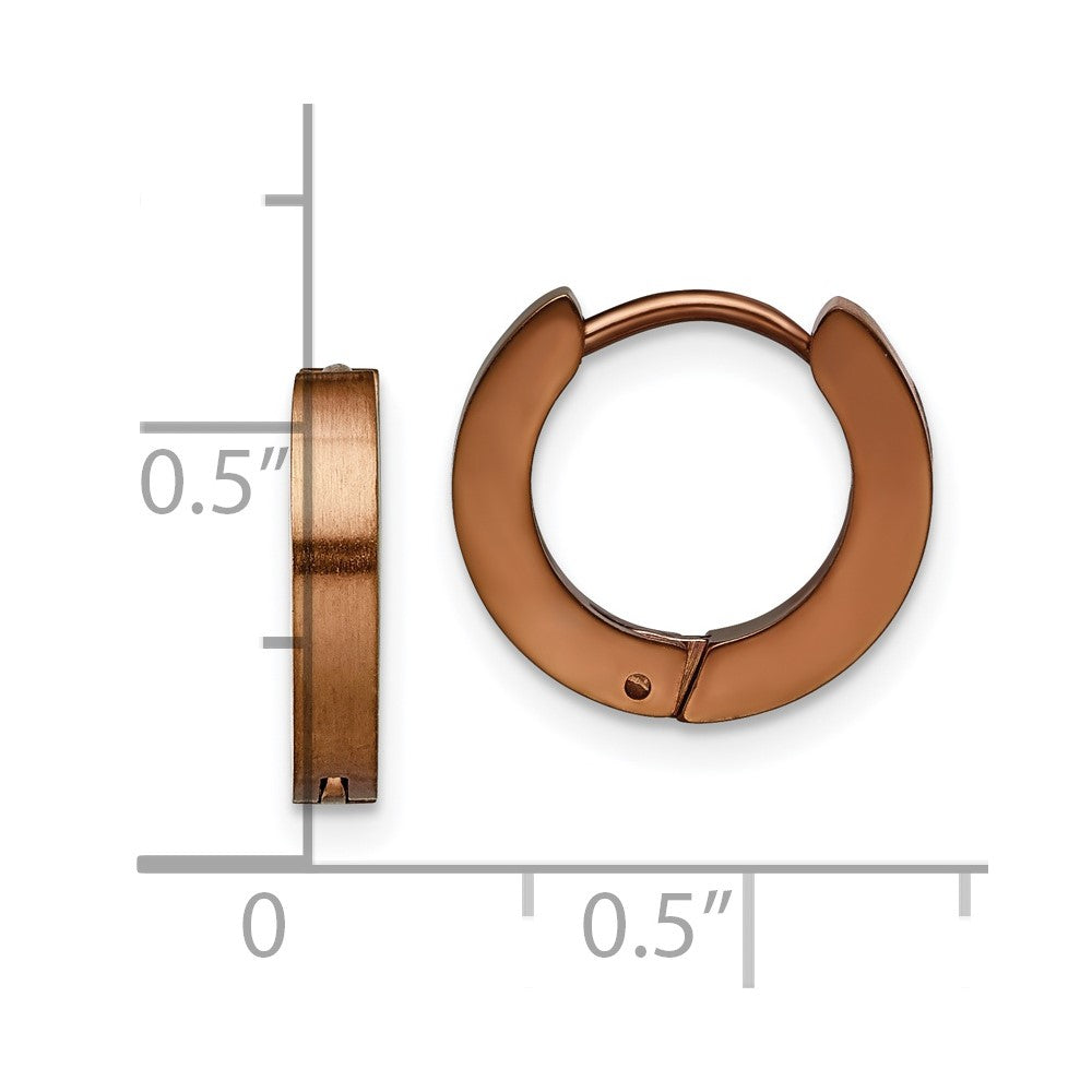 Chisel Stainless Steel Brushed Brown IP-plated 2mm Hinged Hoop Earrings