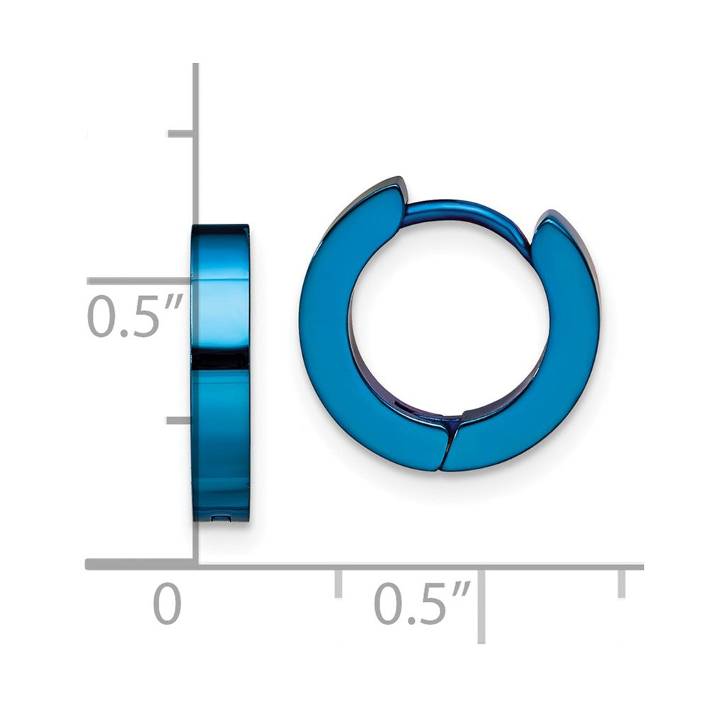 Chisel Stainless Steel Brushed Blue IP-plated 2mm Hinged Hoop Earrings