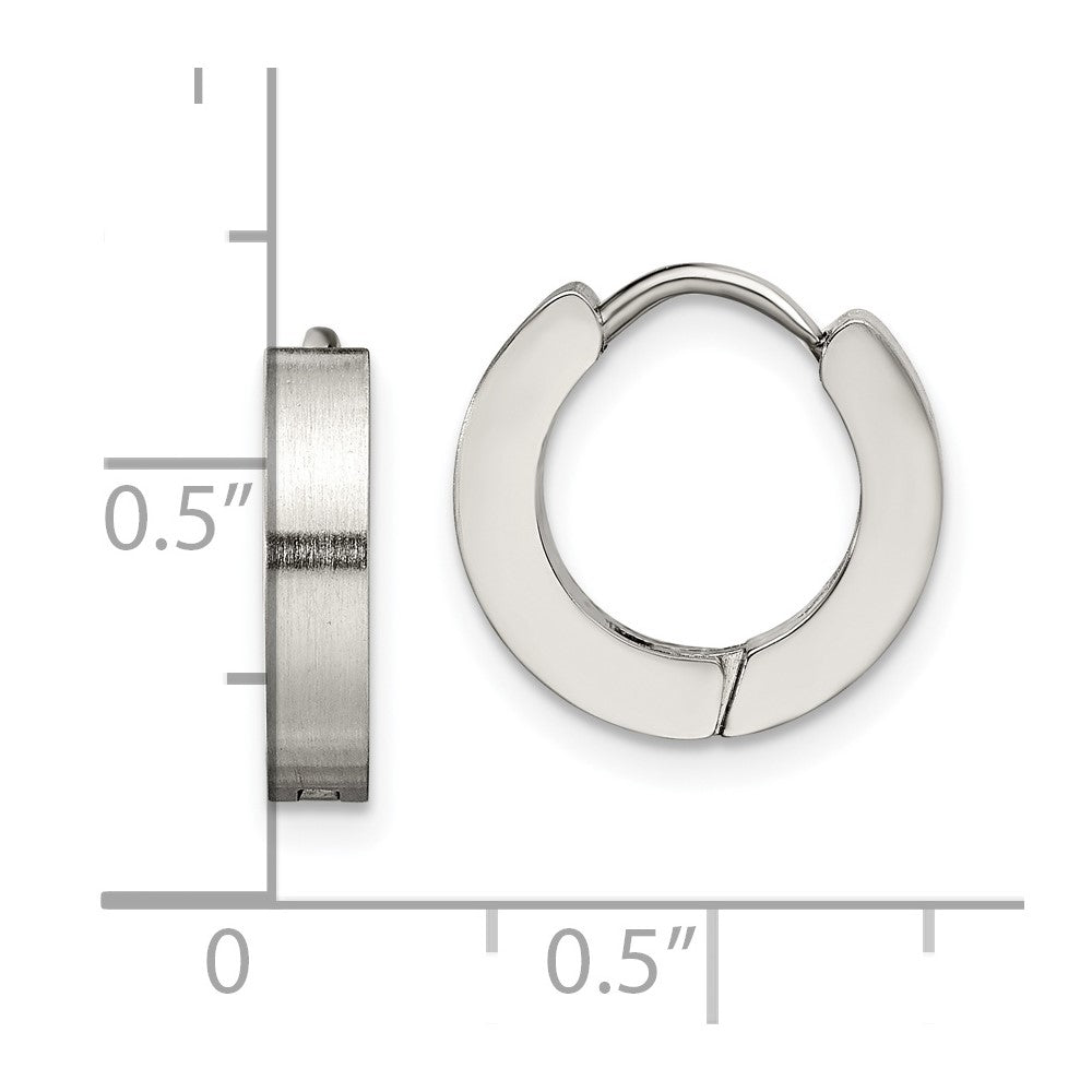 Chisel Stainless Steel Brushed and Polished 3mm Hinged Hoop Earrings