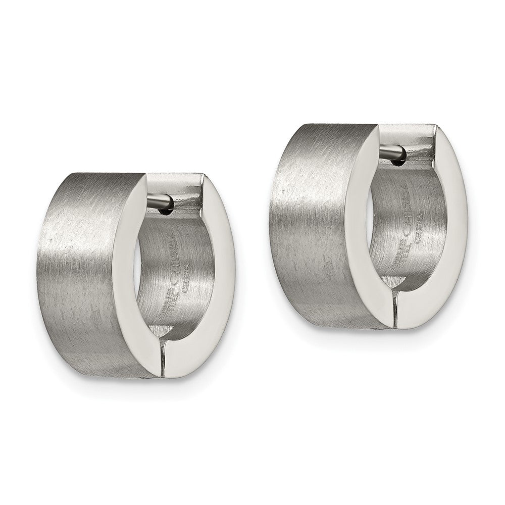 Chisel Stainless Steel Brushed Round 5mm Hinged Hoop Earrings