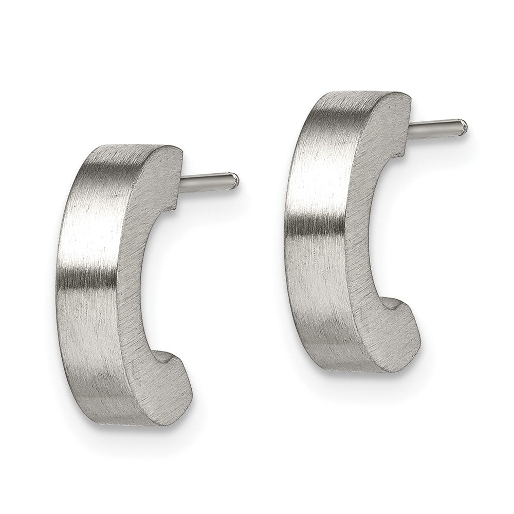 Chisel Stainless Steel Brushed J Hoop Post Earrings