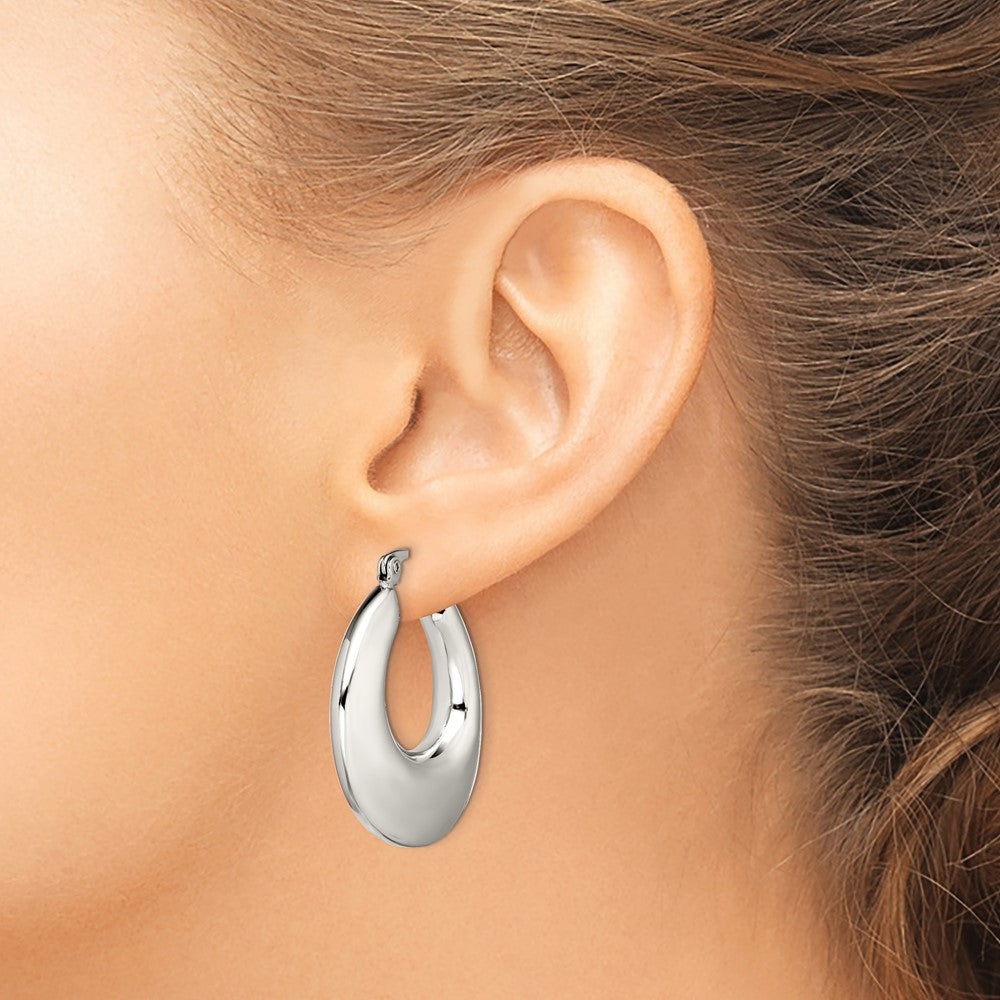 Chisel Stainless Steel Polished Teardrop Hollow Hoop Earrings
