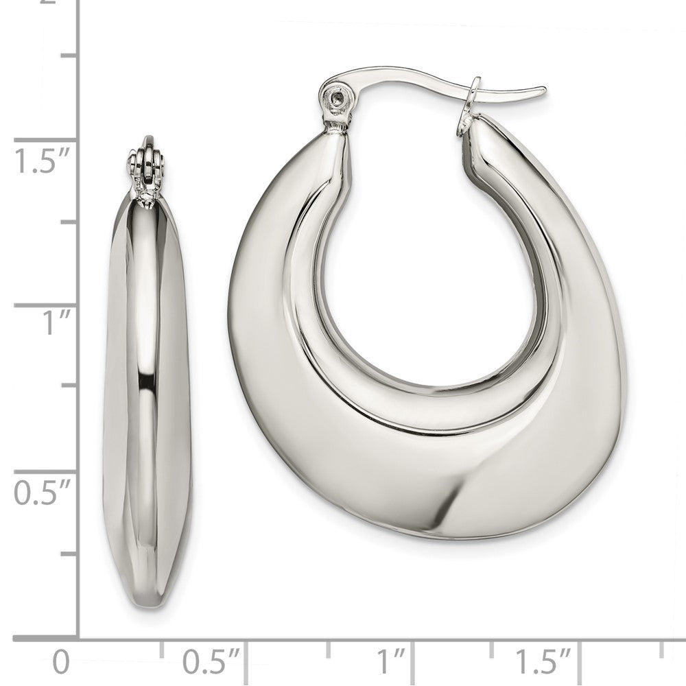 Chisel Stainless Steel Polished Teardrop Hollow Hoop Earrings