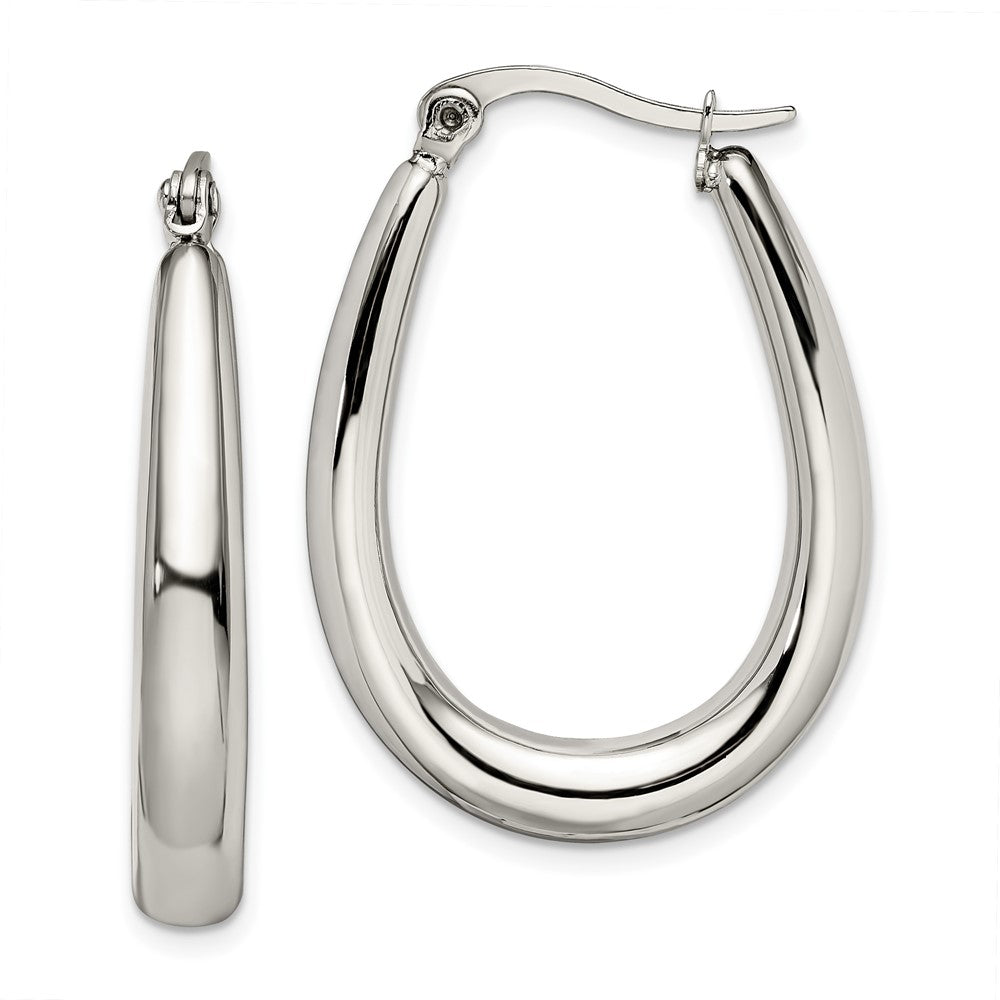Chisel Stainless Steel Polished Teardrop Hollow Hoop Earrings