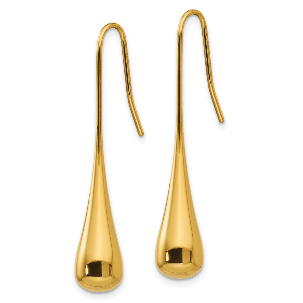Chisel Stainless Steel Polished Yellow IP-plated Shepherd Hook Earrings