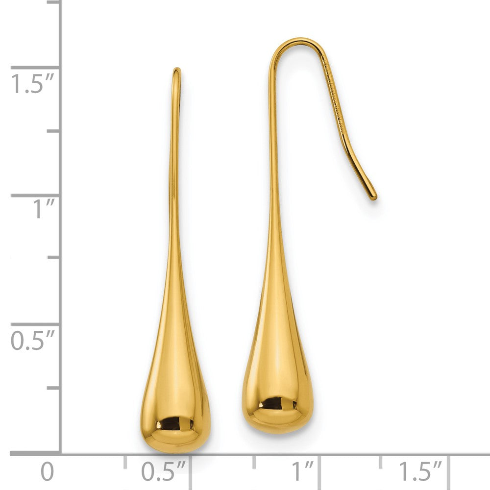 Chisel Stainless Steel Polished Yellow IP-plated Shepherd Hook Earrings