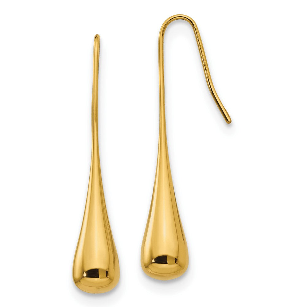 Chisel Stainless Steel Polished Yellow IP-plated Shepherd Hook Earrings