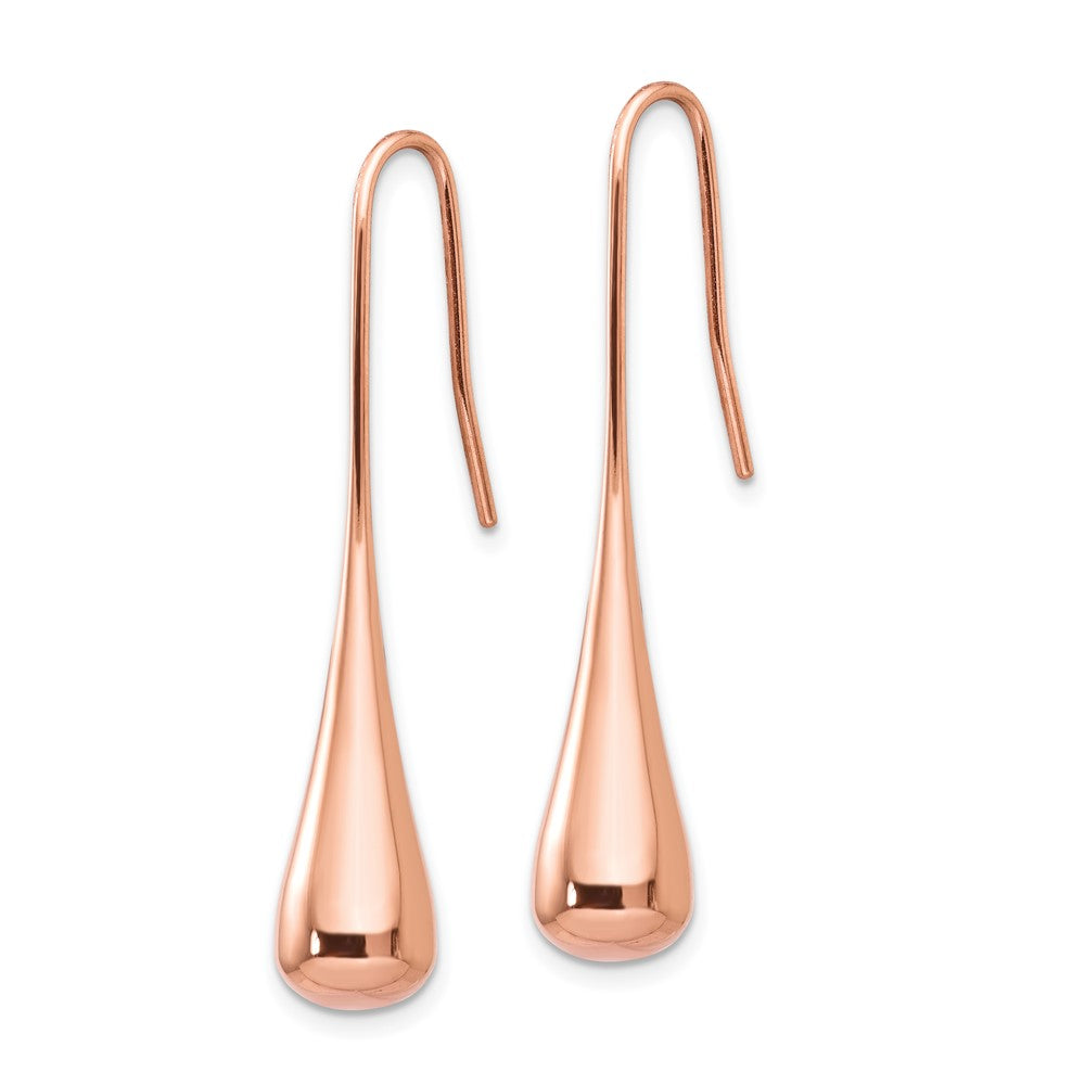 Chisel Stainless Steel Polished Rose IP-plated Shepherd Hook Earrings
