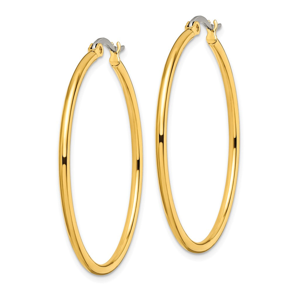 Chisel Stainless Steel Polished Yellow IP-plated 40mm Diameter 2mm Hoop Earrings