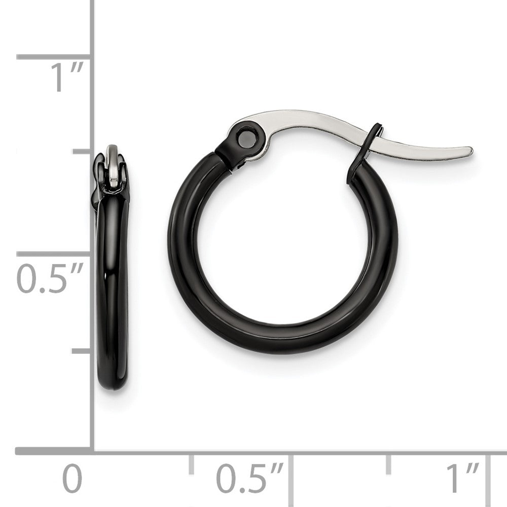 Chisel Stainless Steel Polished Black IP-plated 15.5mm Diameter 2mm Hoop Earrings
