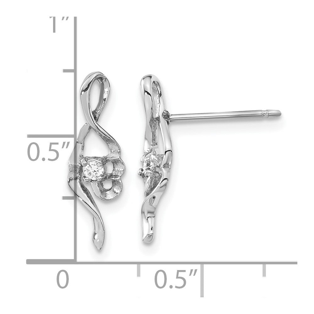 Stainless Steel Polished CZ Post Earrings