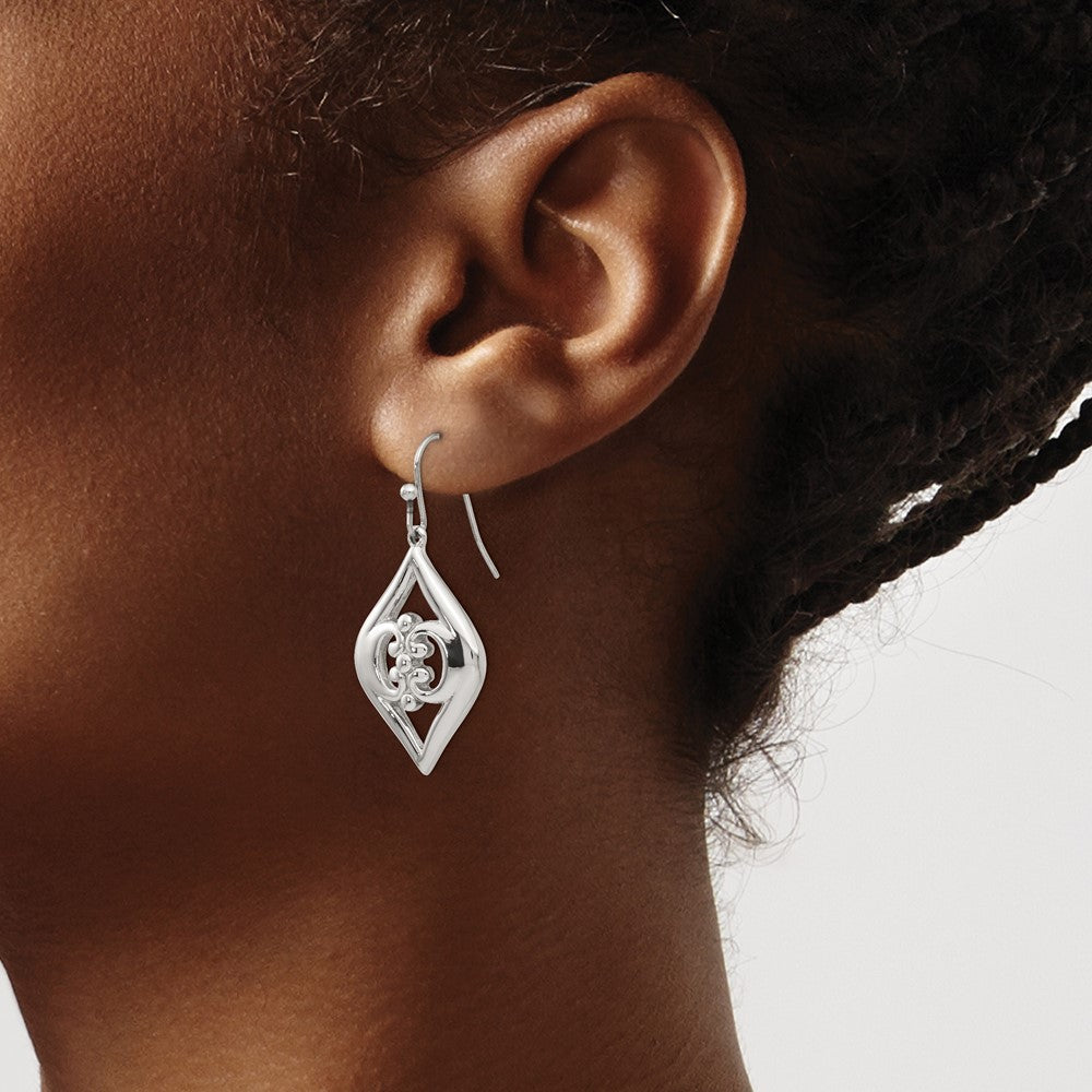 Stainless Steel Polished Dangle Shepherd Hook Earrings