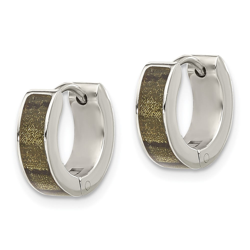 Stainless Steel Polished Enameled Hinged Round Hoop Earring