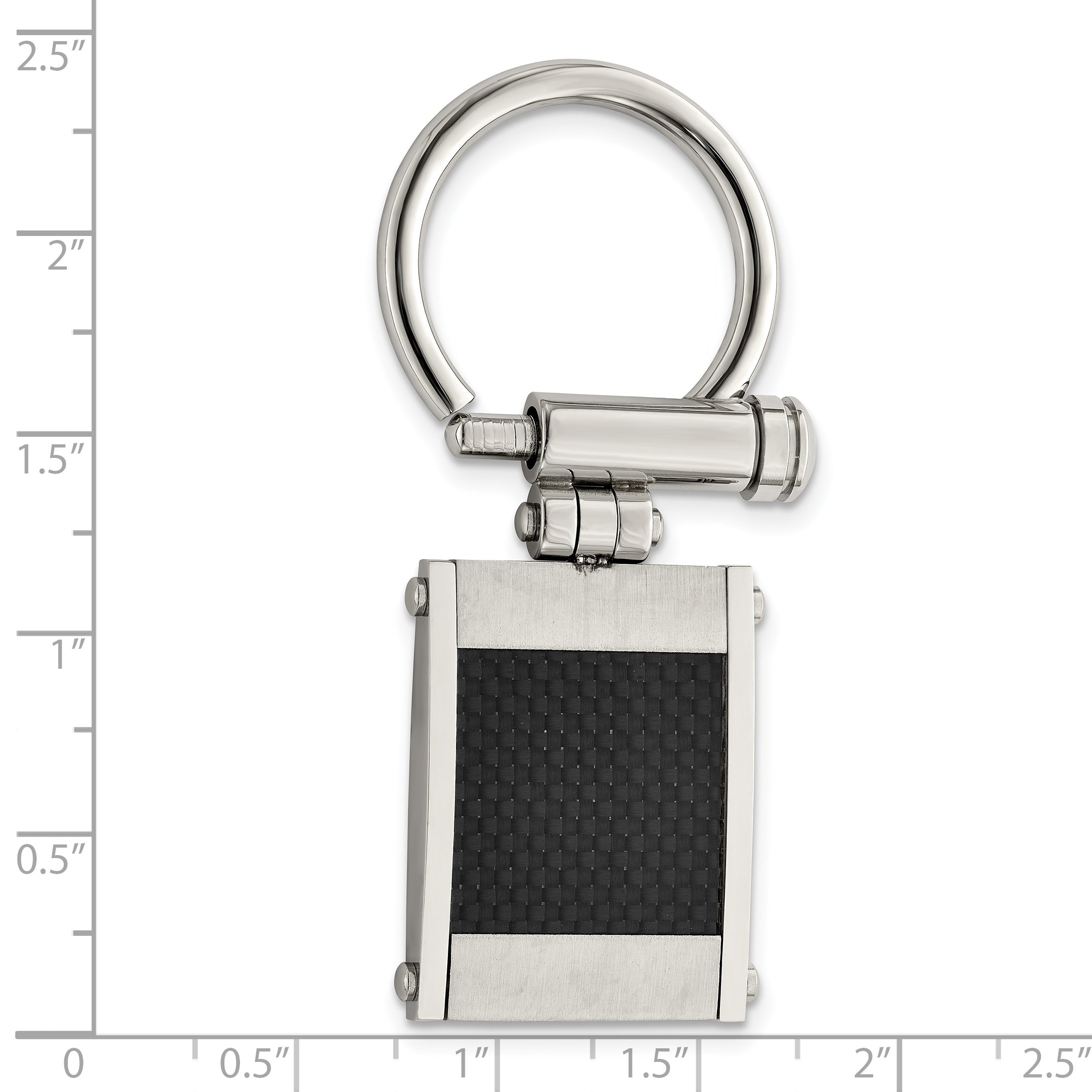 Chisel Stainless Steel Brushed And Polished Black Carbon Fiber Inlay Key Ring