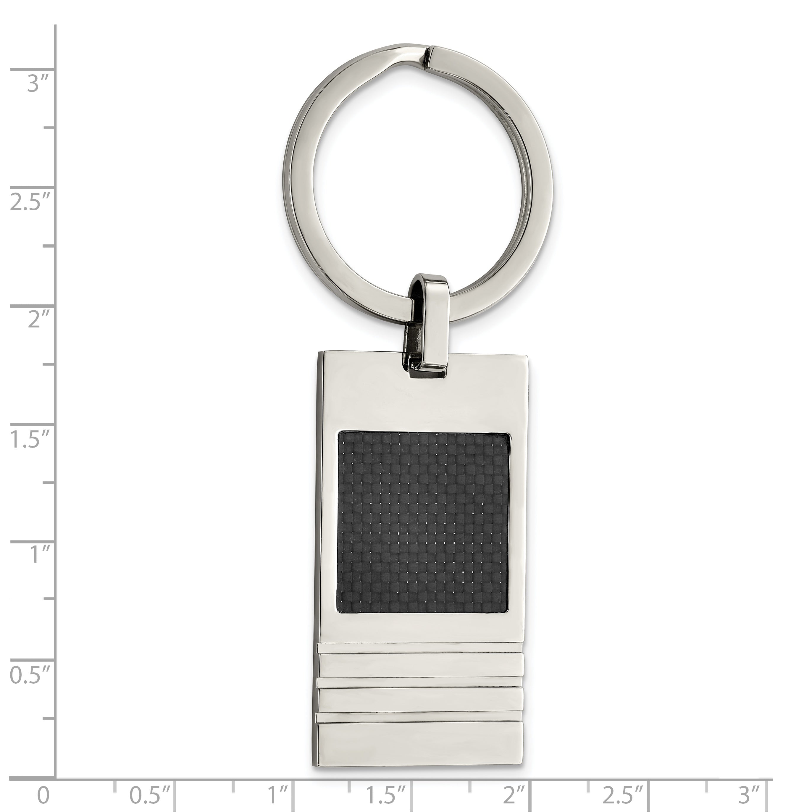 Chisel Stainless Steel Brushed Black Carbon Fiber Inlay Key Ring