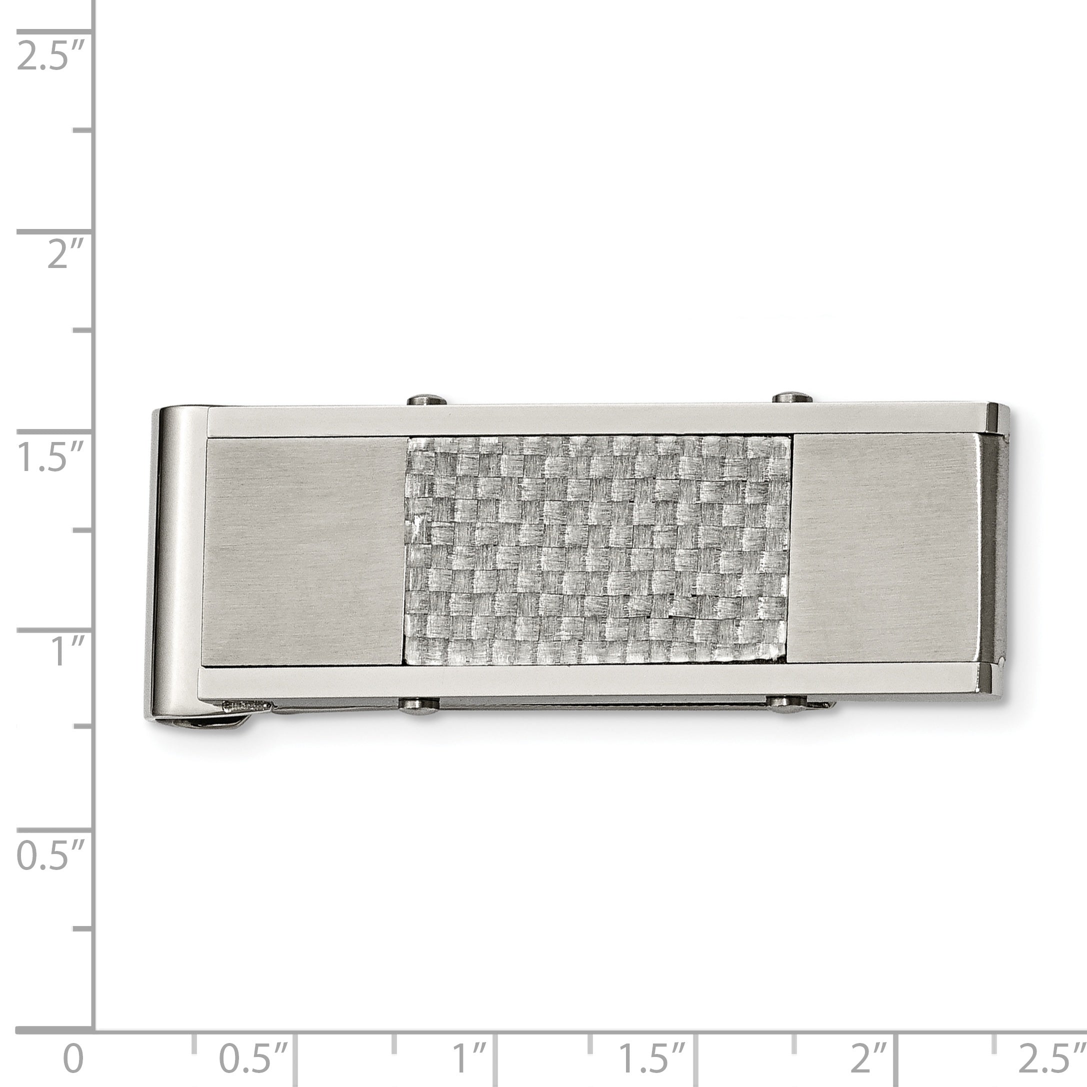 Chisel Stainless Steel Brushed And Polished Grey Carbon Fiber Inlay Money Clip