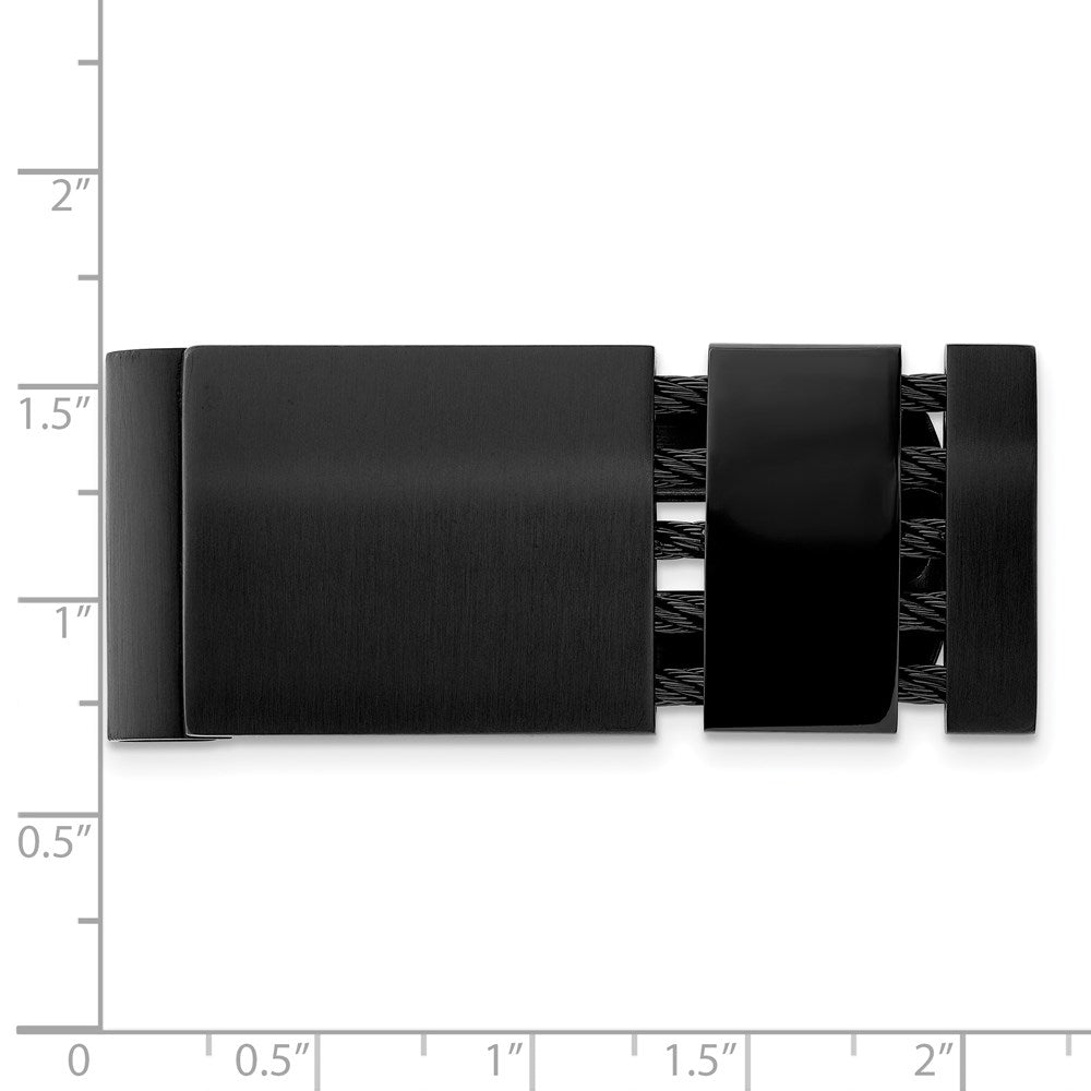 Chisel Stainless Steel Brushed and Polished Black IP-plated with Cable Money Clip