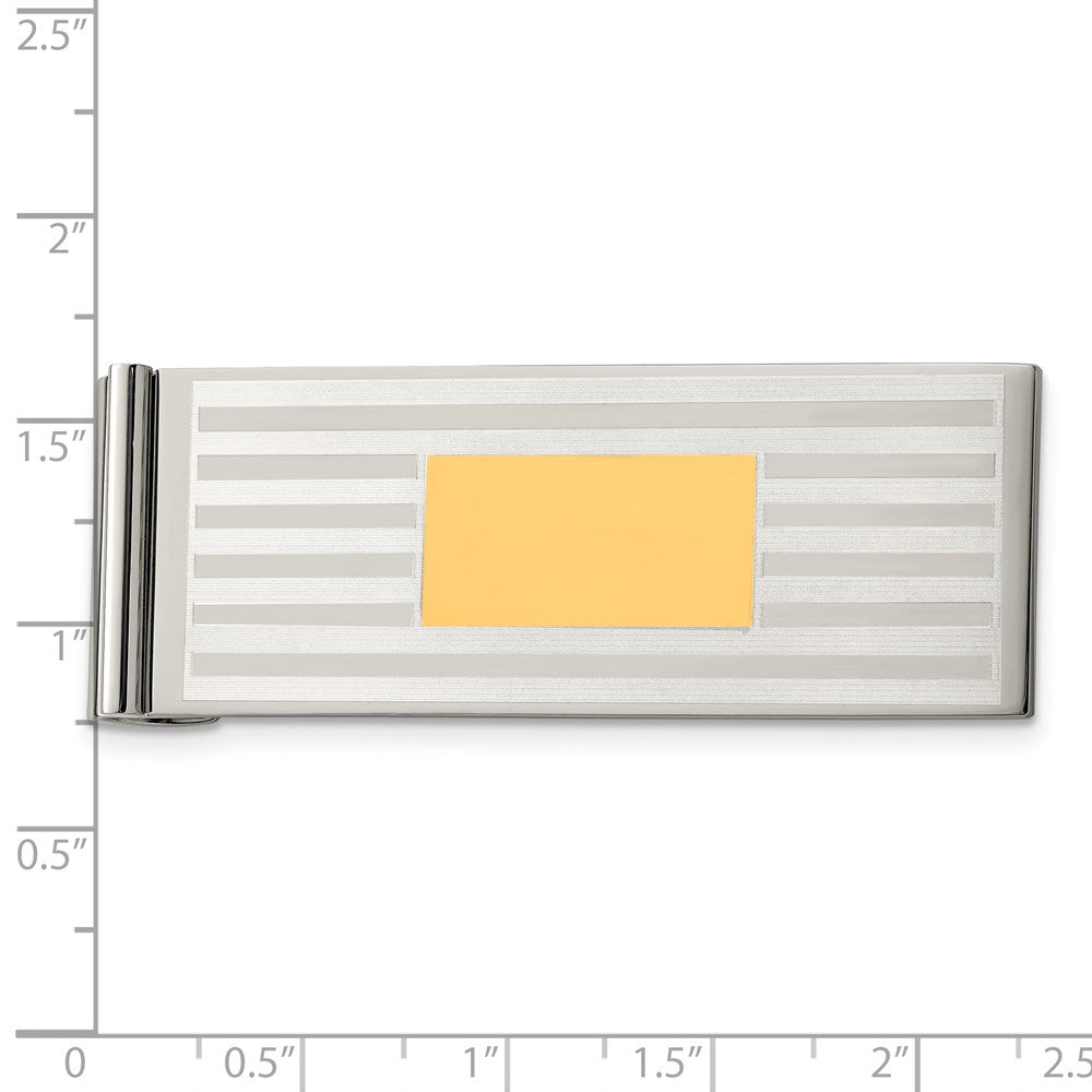 Chisel Stainless Steel Brushed and Polished Yellow IP-plated Money Clip