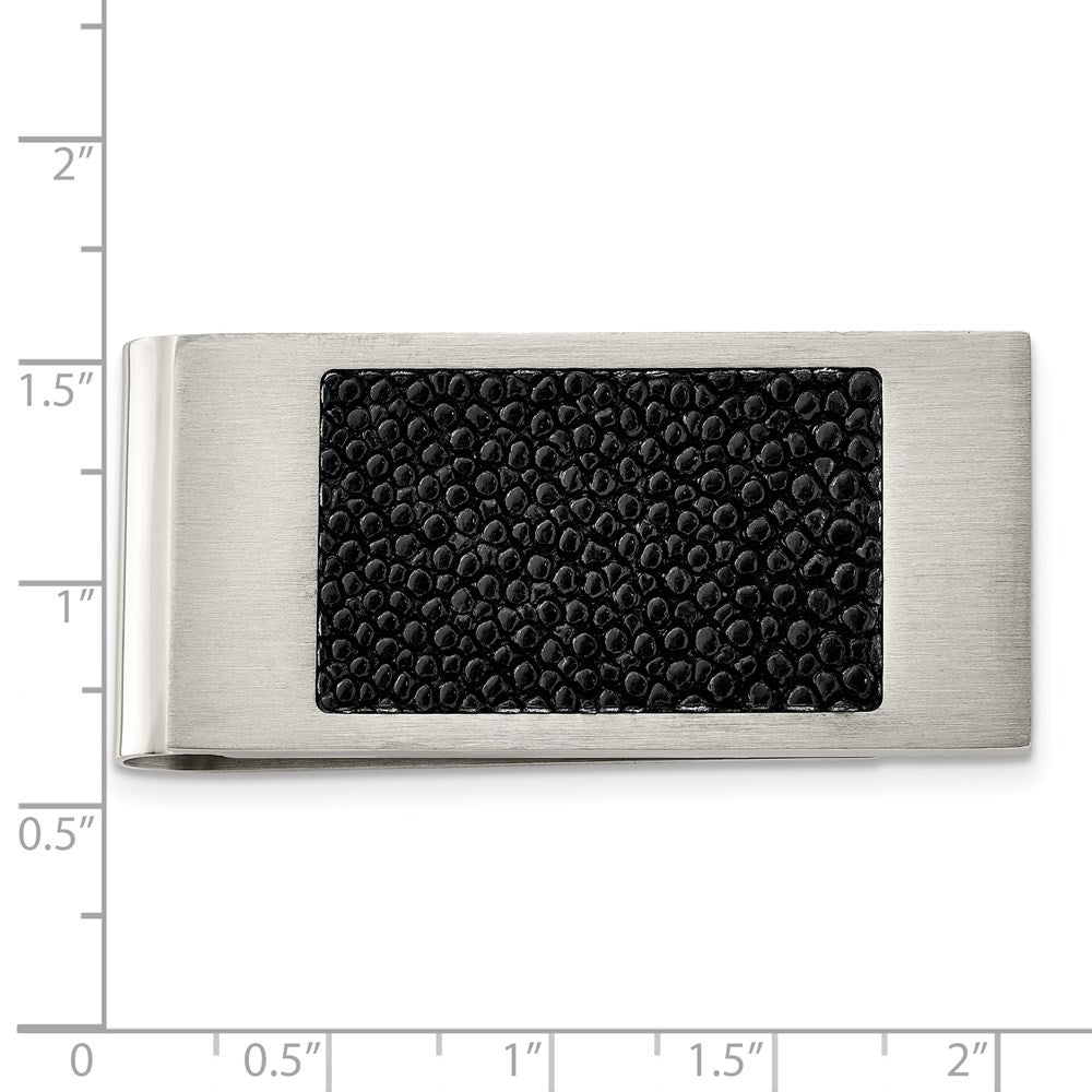 Chisel Stainless Steel Brushed Genuine Black Stingray Money Clip