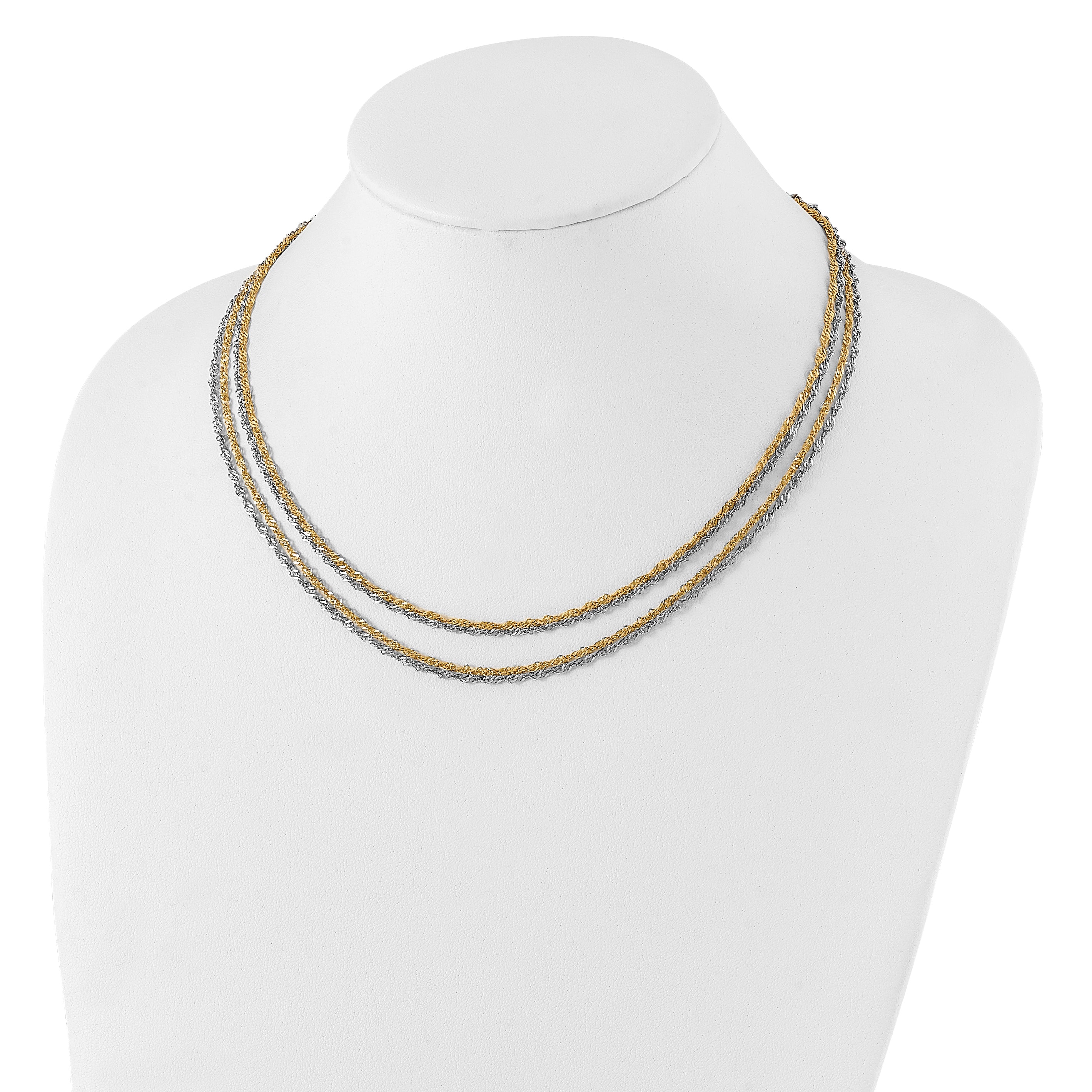 Stainless Steel Polished & Yellow IP-plated Layered w/ 2in ext Necklace