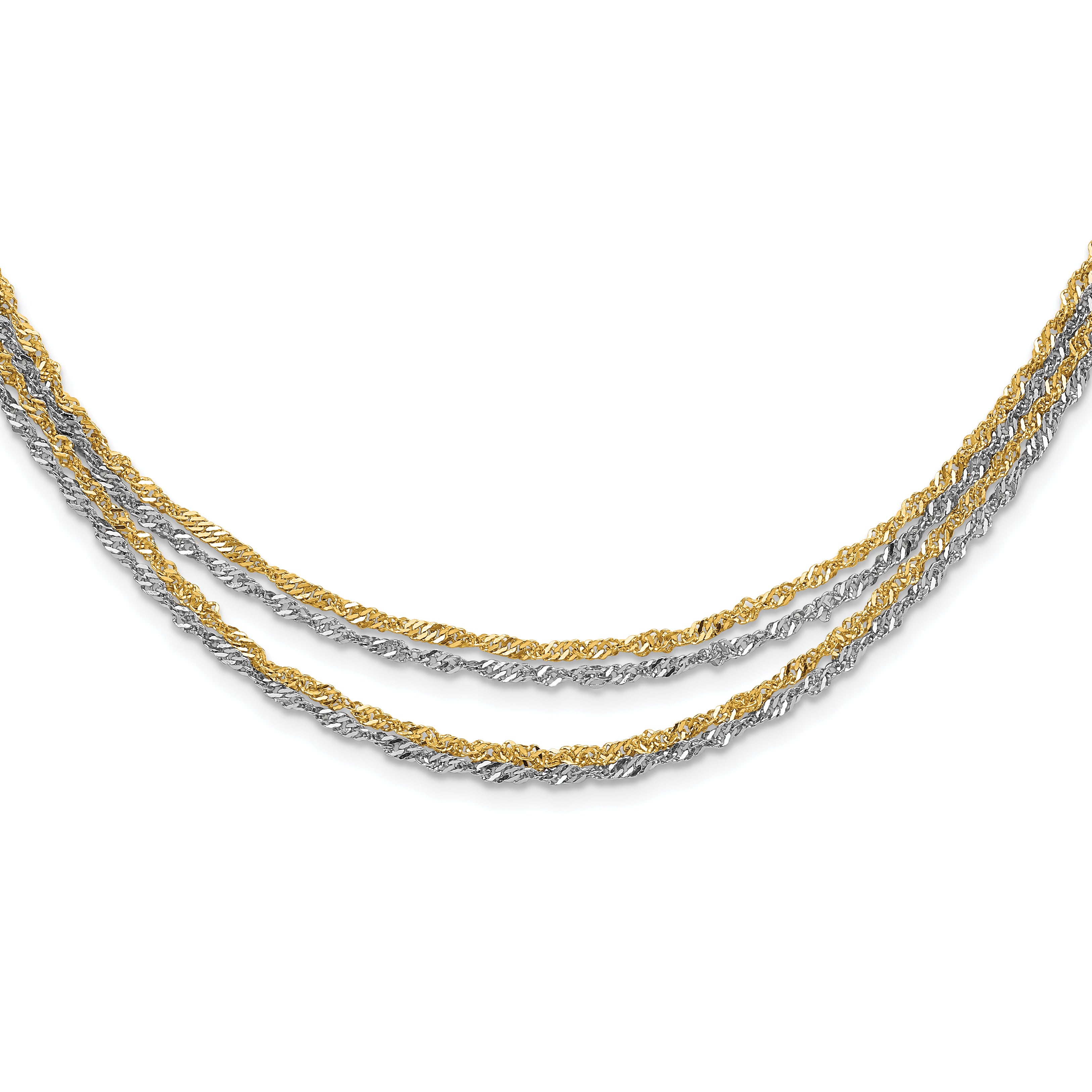 Stainless Steel Polished & Yellow IP-plated Layered w/ 2in ext Necklace