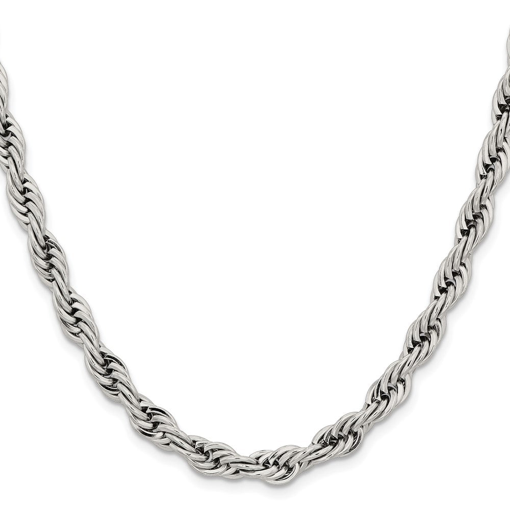 Chisel Stainless Steel Polished 7mm 20 inch Rope Chain