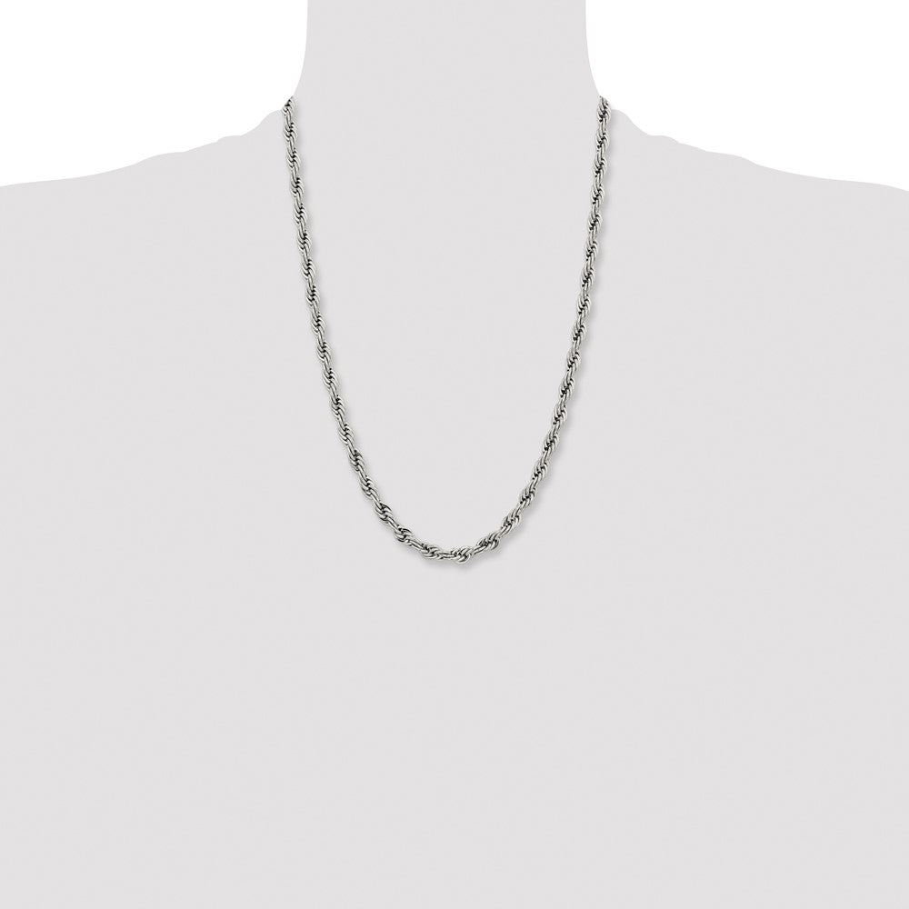 Chisel Stainless Steel Polished 7mm 24 inch Rope Chain