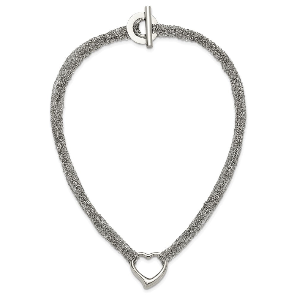 Chisel Stainless Steel Polished Heart on a 17 inch Cable Chain Multi Strand Necklace