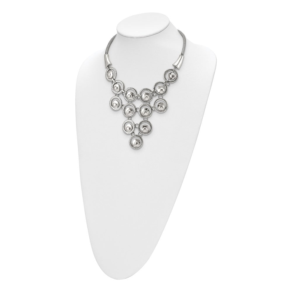 Stainless Steel Polished Multi-circle 19in w/2in ext Necklace