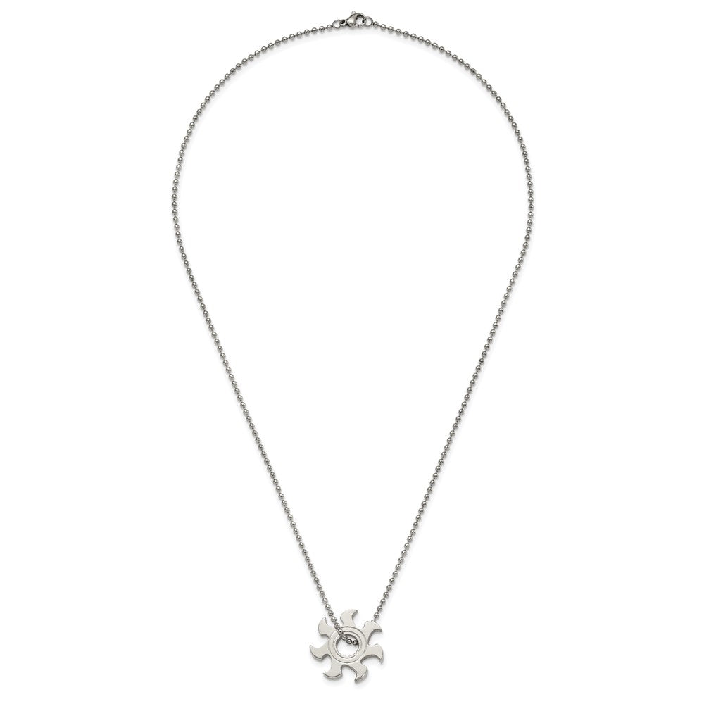 Chisel Stainless Steel Polished Sun Burst Pendant on a 22 inch Ball Chain Necklace
