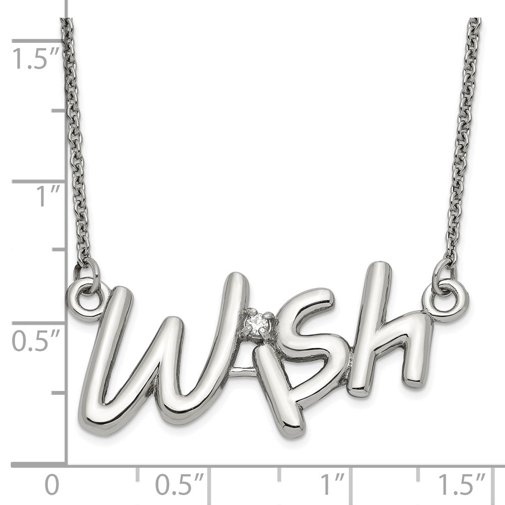Stainless Steel Polished CZ Wish Necklace