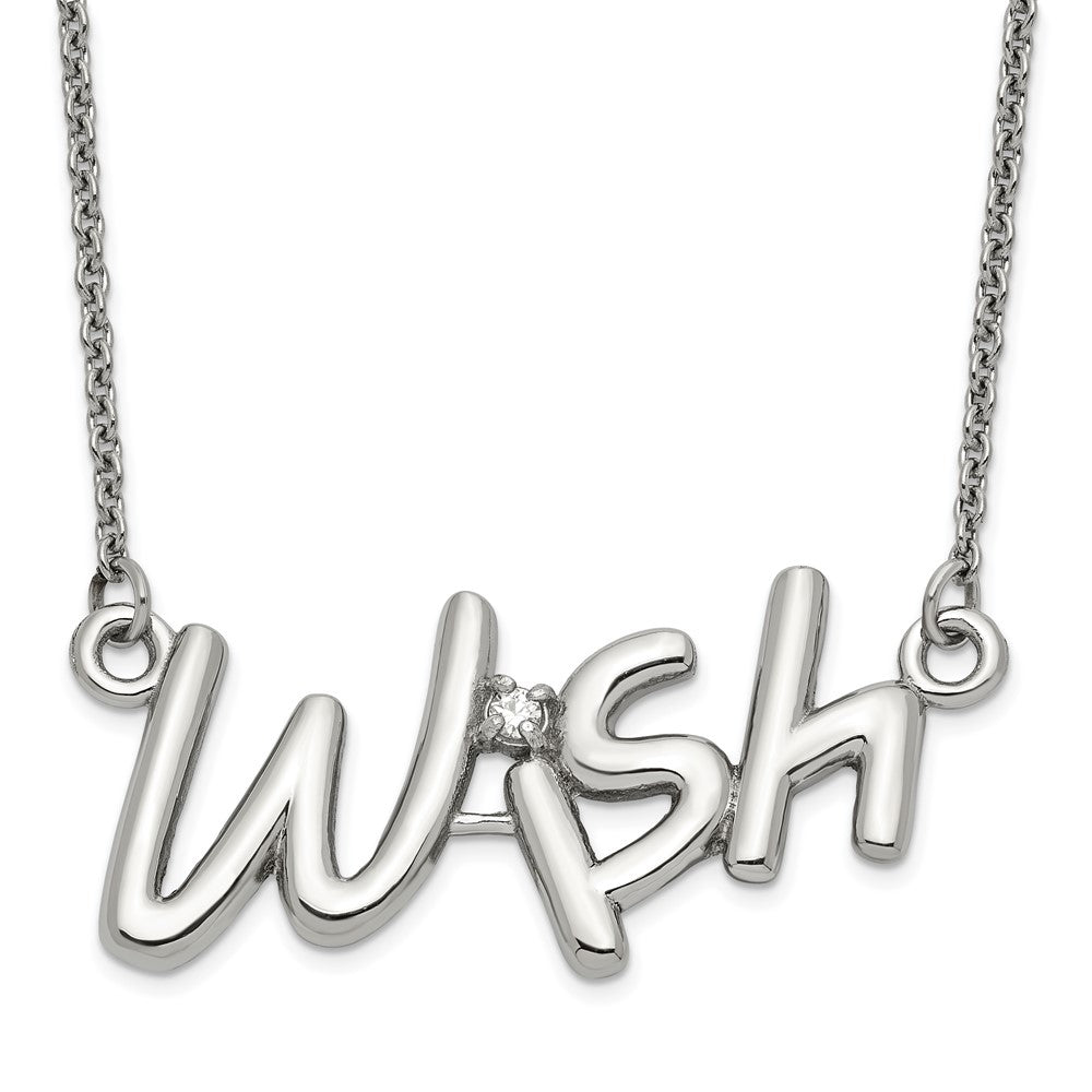 Stainless Steel Polished CZ Wish Necklace