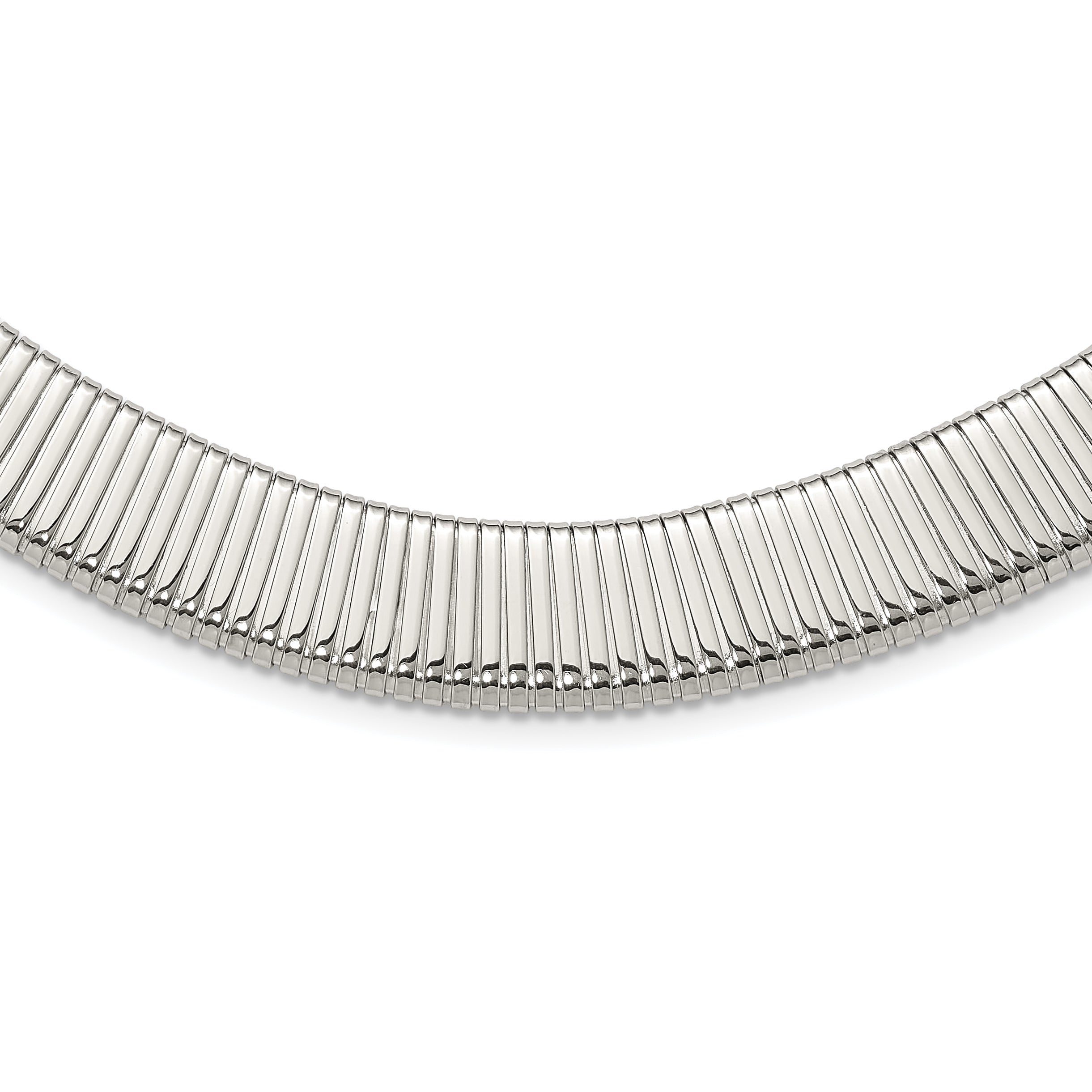 Chisel Stainless Steel Polished And Textured 18 Inch Omega Necklace