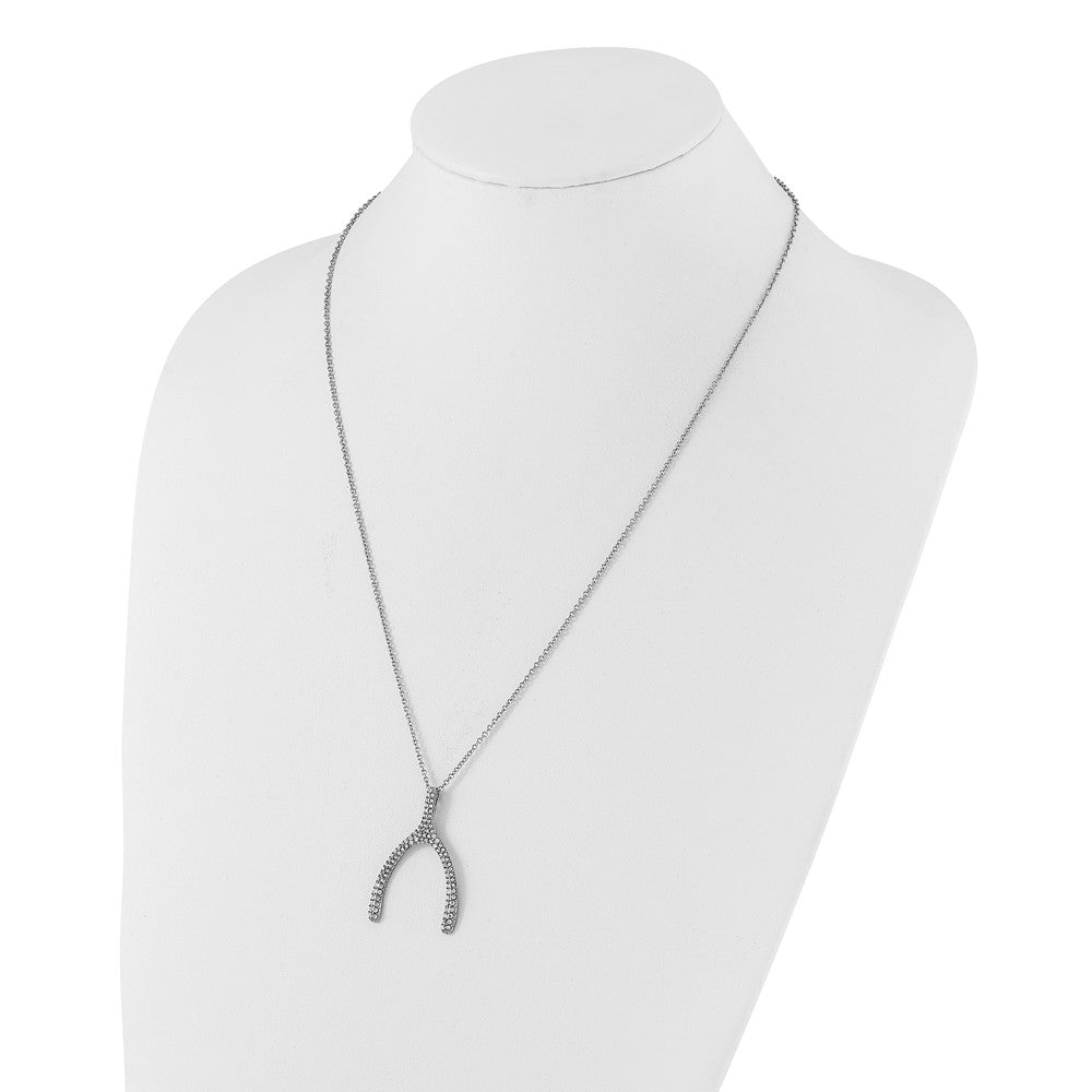 Stainless Steel Polished Crystal Wishbone Necklace